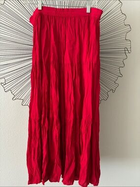 Cape Isle Knitters Maxi Skirt Tiered True Red Size S